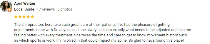 Chiropractic Calgary AB April Walton Screenshot Testimonial