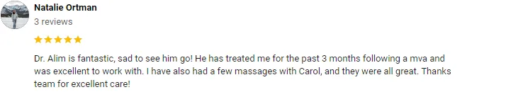 Chiropractic Calgary AB Natalie Ortman Screenshot Testimonial