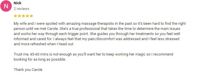 Chiropractic Calgary AB Nick Screenshot Testimonial